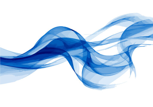 Abstrakte blaue Wellenlinien auf wei&szlig;em Hintergrund, transparent und flie&szlig;end