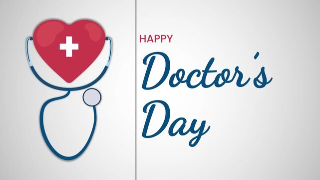 Happy Doctor's Day Celebration with Stethoscope and Heart Symbol for Medical Professionals