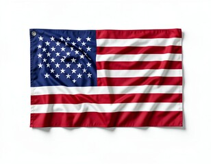 Obraz premium National patriotic banner and vector icon of the United States flag featuring red stripes and white stars on a blue field as a symbol of freedom for the American nation isolated on white