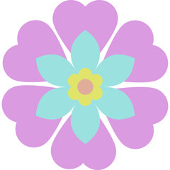 Colorful abstract flower illustrations in a modern flat style. Simple geometric floral shapes with soft pastel colors