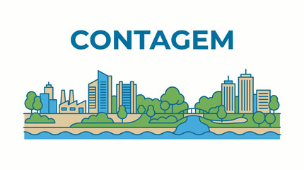 Obraz premium Contagem city skyline with buildings and nature vector illustration