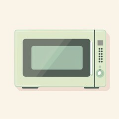 Sage green microwave oven flat illustration for Easter clue card.