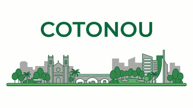 Cotonou city skyline travel landmark vector illustration
