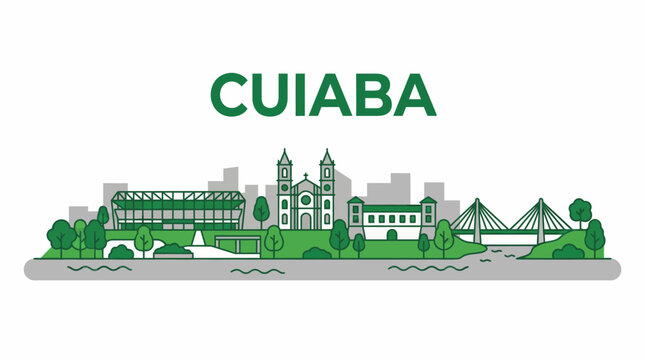 Cuiaba city skyline with landmarks vector illustration