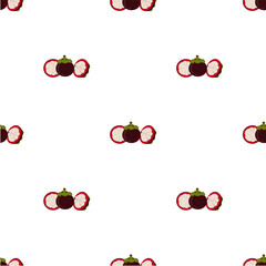 seamless pattern with mangosteen, whole and slice