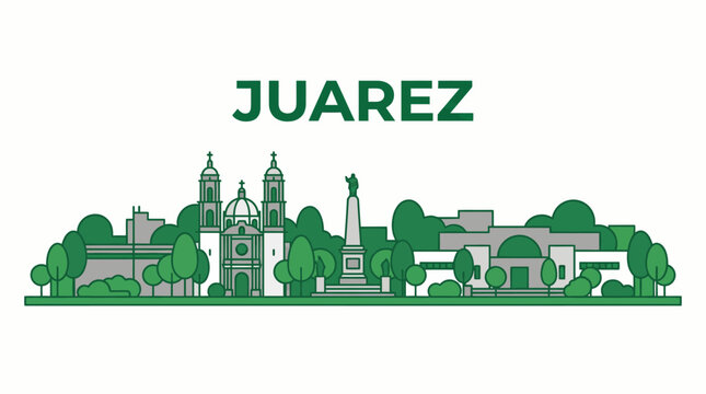 Juarez Mexico city skyline with landmarks vector illustration