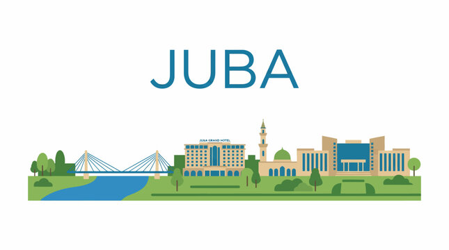 Juba city skyline landmarks in South Sudan vector illustration