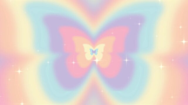 pastel rainbow color butterfly tunnel looping animation background