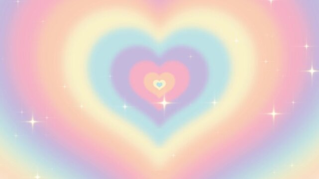 pastel rainbow color heart tunnel looping animation background