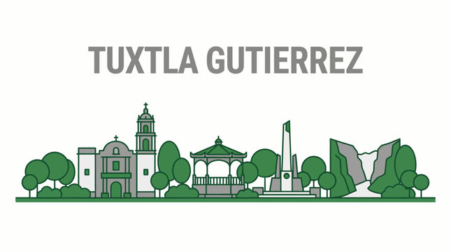 Tuxtla Gutierrez city skyline with famous landmarks vector illustration