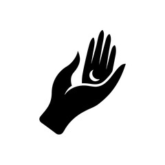 Obraz premium Black charity hand silhouette donating help support isolated on white background vector