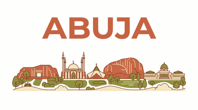 Abuja city skyline landmarks vector illustration