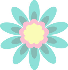 Colorful abstract flower illustrations in a modern flat style. Simple geometric floral shapes with soft pastel colors