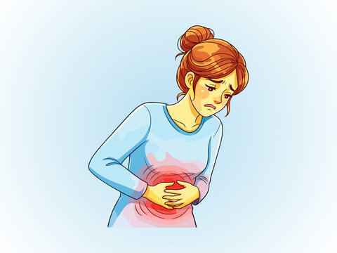Woman Suffering from Stomach Ache