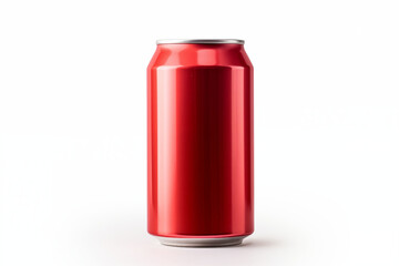 A separate red aluminum soda can is shown against a white background.
