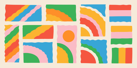 Obraz premium Abstract geometric composition with vibrant overlapping color blocks