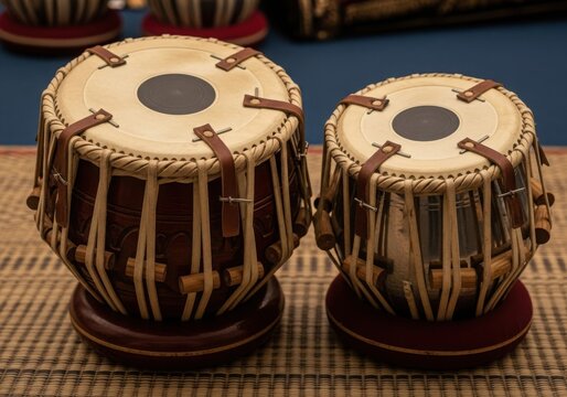 Traditional Indian tabla drums set isolated vector illustration flat design