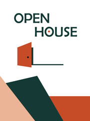Open House Real Estate Minimal Poster with Open Door