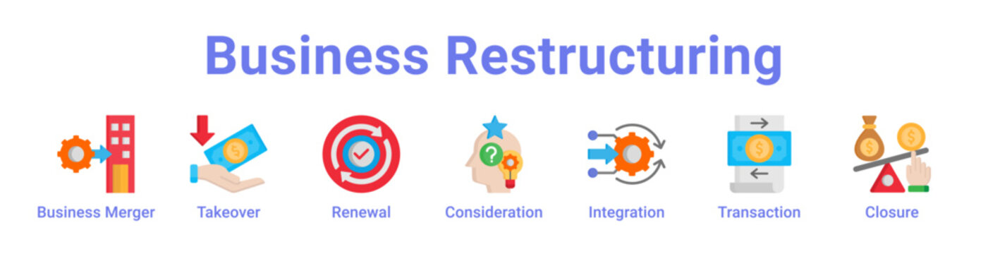Business Restructuring Icon Banner