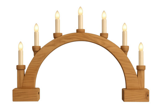 Traditional wooden candle arch with lit electric candles