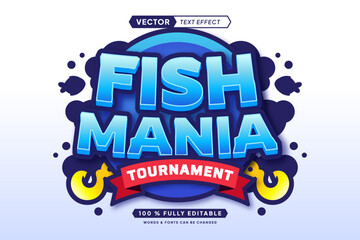 Text effect editable fish mania 3d gaming cartoon font style