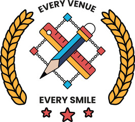 Fototapeta premium The logo for Every Venue Every Smile is a stylized pencil and ruler