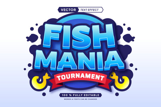 Text effect editable fish mania 3d gaming cartoon font style