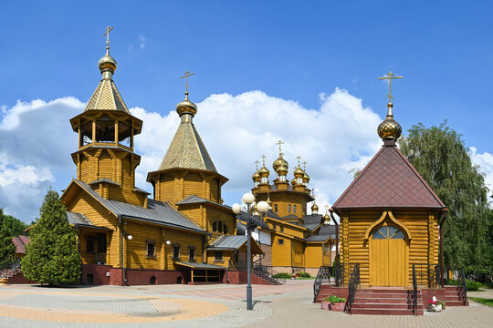 Panorama of the Belgorod Spiritual and Educational Center on a summer day, Belgorod region of Russia