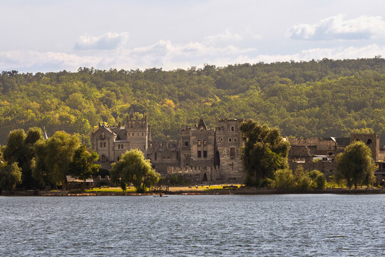 View of the Yutark Castle on the banks of the Seversky Donets River during golden hour, Belgorod region of Russia