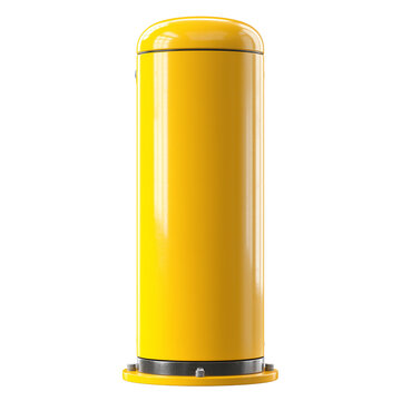 Durable cylindrical bollard with bright, high-visibility coating isolated on transparent background png