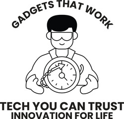 Fototapeta premium A man holding a clock with the words 