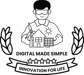 Fototapeta premium A man holding a house and a windmill in his hands