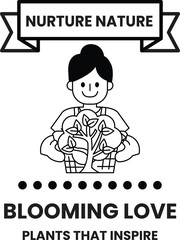 Fototapeta premium A woman holding a plant and a tree