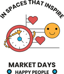 Fototapeta premium A smiling face with a clock and two hearts