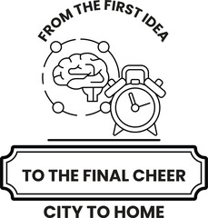 Fototapeta premium A black and white image of a brain and a clock