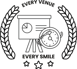 Fototapeta premium A black and white logo for Every Venue Every Smile
