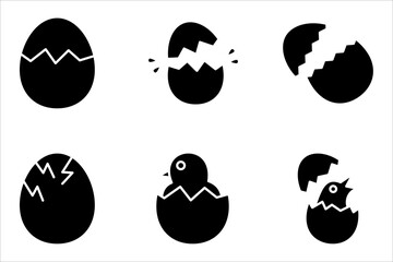 Set of hatching egg icons, vector illustrations on white background.