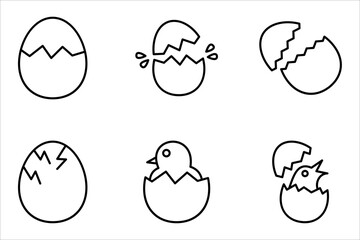 Set of hatching egg icons, vector illustrations on white background.