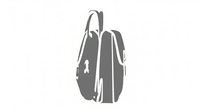 Gray Backpack Icon Rotating on White Background.