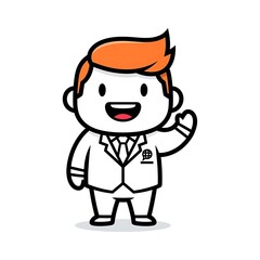 Fototapeta premium Cartoon Doctor Character Waving Greeting Gesture.