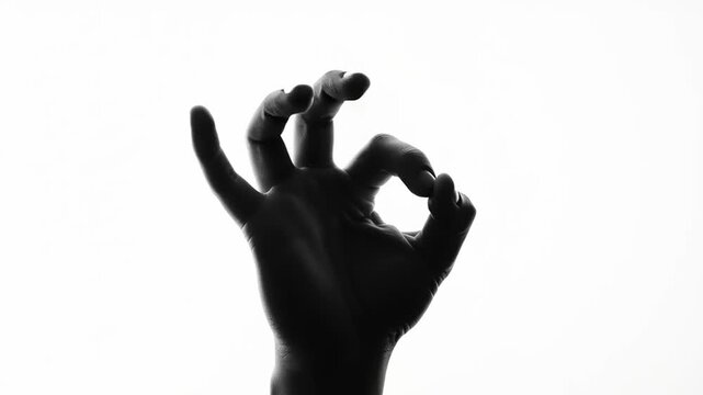 Hand Gestures Silhouette Against White Background.