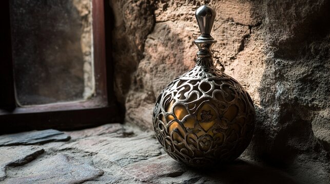 bombilla. Carved metal bombilla resting against a textured mate gourd. bar promotions, beverage menus, designed for food & beverage menus and cafe branding, used by real estate agents.