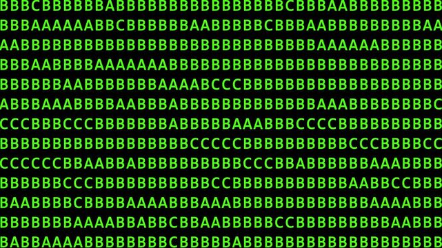 Randomly animated matrix array of alphabet letters and binary code changing. Background or video screen layer effect for code, programming and technology related projects to add digital data effect.