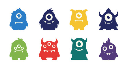 Colorful cartoon monsters with varying eyes and features displayed in a grid