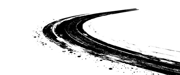 Vector grunge tire tracks road white background © eTC dEsIgN
