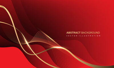 Abstract luxury element with gold light glow effect on red modern graphic design decoration for banner template background vector