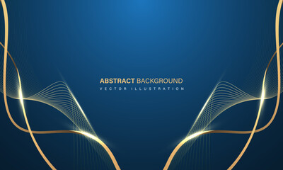 Abstract luxury element with gold light glow effect on blue modern graphic design decoration for banner template background vector