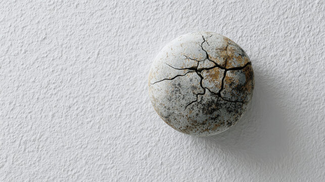 A textured stone with intricate cracks on a wall