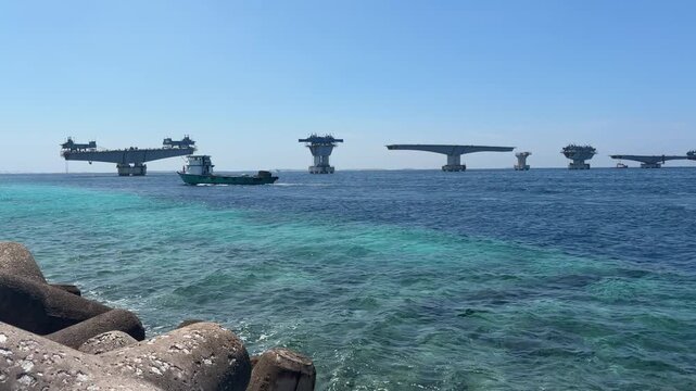 The Thilamal&eacute; Bridge under construction in Male Mal&eacute; capital city maldives Villingli, Gulhifalhu, and Thilafushi