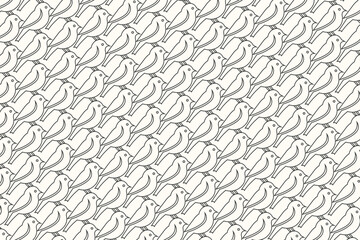 Black outline seamless bird pattern isolated on a white background